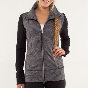 Lululemon Daily Yoga Jacket Full Zip Loose Fit Black Heathered Gray Size 8